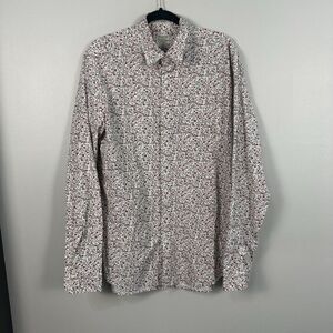 Secret Wash J. Crew Popplin Mens Large Tall Long Sleeve Floral Button Down Shirt